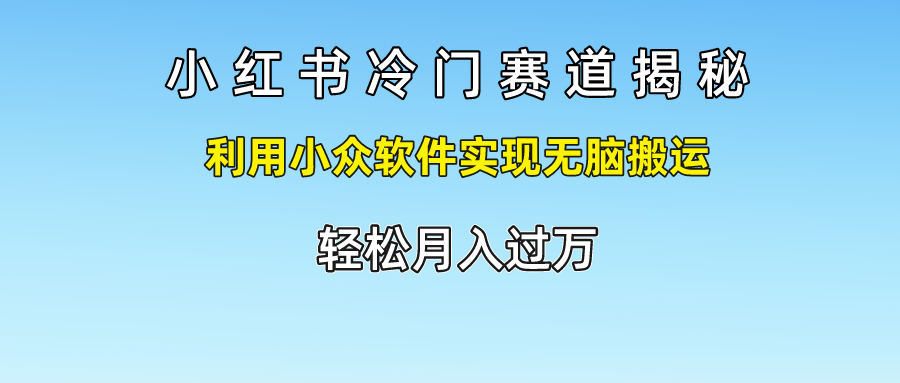 小红书冷门赛道揭秘,利用小众软件实现无脑搬运，轻松月入过万-新星起源