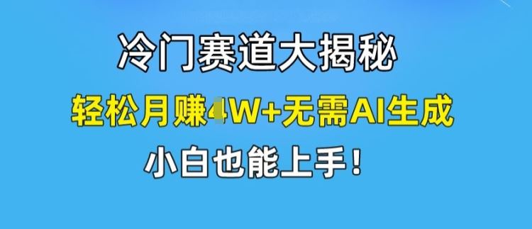 冷门赛道大揭秘，轻松月赚1W+无需AI生成，小白也能上手【揭秘】-新星起源