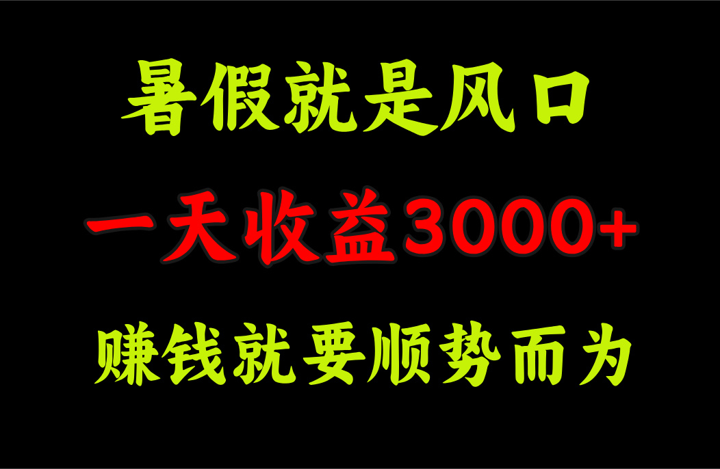 （11670期）一天收益3000+ 赚钱就是顺势而为，暑假就是风口-新星起源